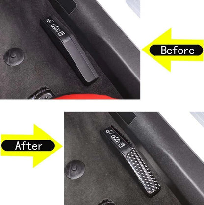 C8 Corvette Soft Carbon Fiber Emergency Door Release Covers in Black / Red | Next-Gen Carbon