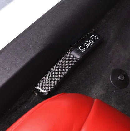 C8 Corvette Soft Carbon Fiber Emergency Door Release Covers in Black / Red | Next-Gen Carbon