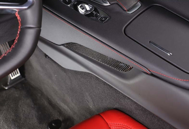 C8 Corvette Soft Carbon Fiber Side Console Inserts in Black / Red | Next-Gen Carbon