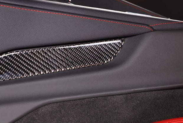 C8 Corvette Soft Carbon Fiber Side Console Inserts in Black / Red | Next-Gen Carbon
