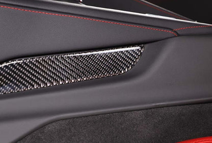 C8 Corvette Soft Carbon Fiber Side Console Inserts in Black / Red | Next-Gen Carbon