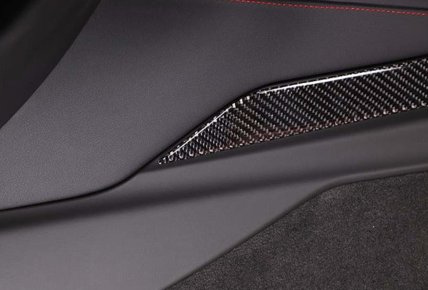 C8 Corvette Soft Carbon Fiber Side Console Inserts in Black / Red | Next-Gen Carbon