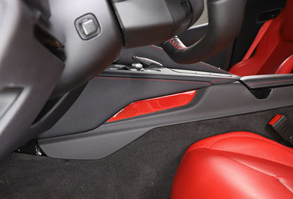 C8 Corvette Soft Carbon Fiber Side Console Inserts in Black / Red | Next-Gen Carbon