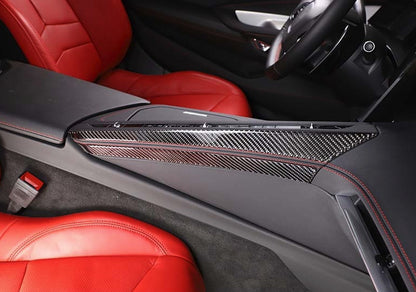 C8 Corvette Soft Carbon Fiber Side Climate Control Cover in Black / Red | Next-Gen Carbon
