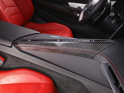 C8 Corvette Soft Carbon Fiber Side Climate Control Cover in Black / Red | Next-Gen Carbon