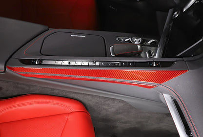 C8 Corvette Soft Carbon Fiber Side Climate Control Cover in Black / Red | Next-Gen Carbon