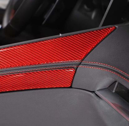 C8 Corvette Soft Carbon Fiber Side Climate Control Cover in Black / Red | Next-Gen Carbon