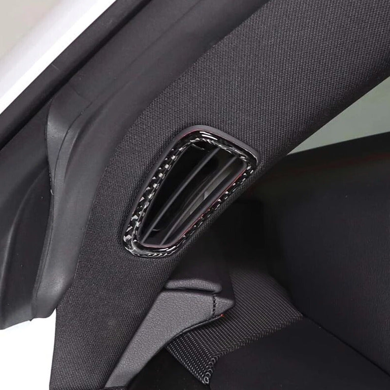 C8 Corvette Soft Carbon Fiber Defogger Trim Covers (Black / Red) | Next-Gen Carbon