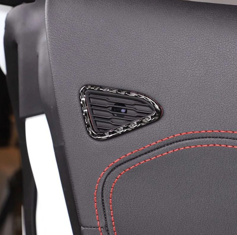 C8 Corvette Soft Carbon Fiber Door Mic Trim Covers in Black / Red | Next-Gen Carbon