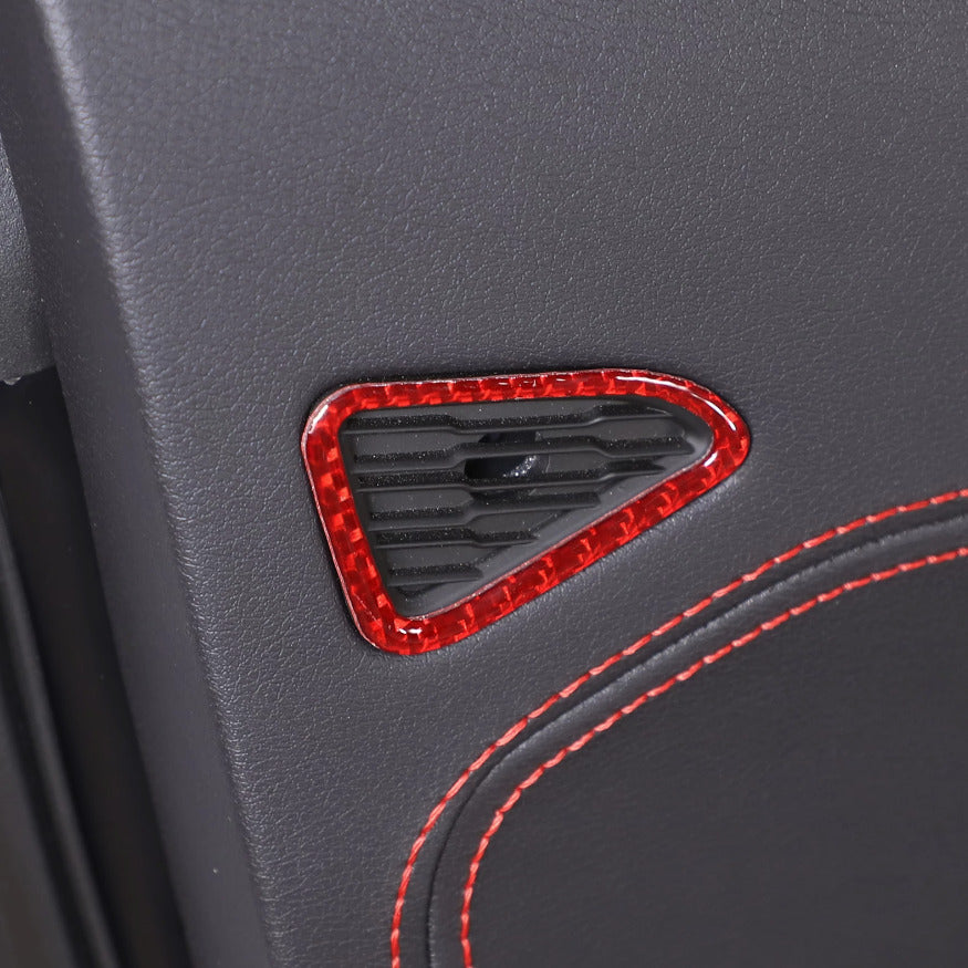 C8 Corvette Soft Carbon Fiber Door Mic Trim Covers in Black / Red | Next-Gen Carbon