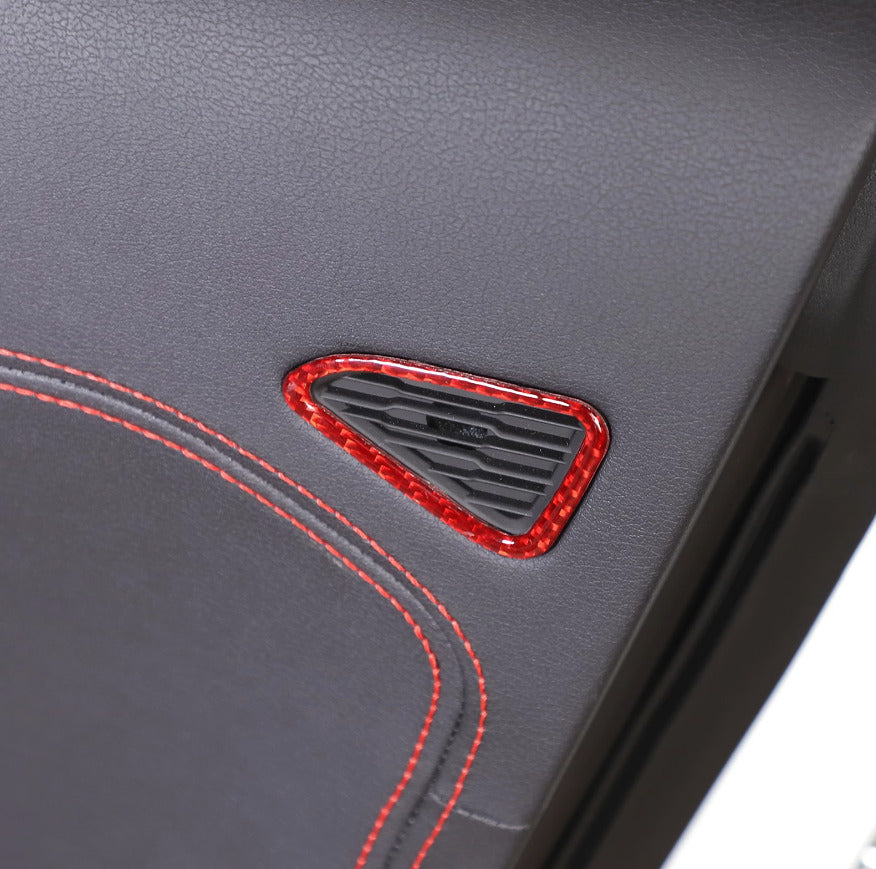 C8 Corvette Soft Carbon Fiber Door Mic Trim Covers in Black / Red | Next-Gen Carbon