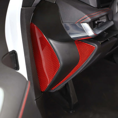 C8 Corvette Soft Carbon Fiber Side Dashboard Panel Covers in Black / Red | Next-Gen Carbon