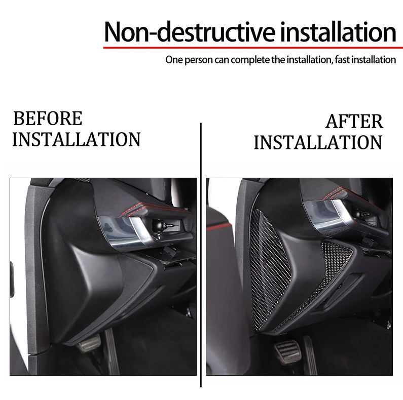 C8 Corvette Soft Carbon Fiber Side Dashboard Panel Covers in Black / Red | Next-Gen Carbon
