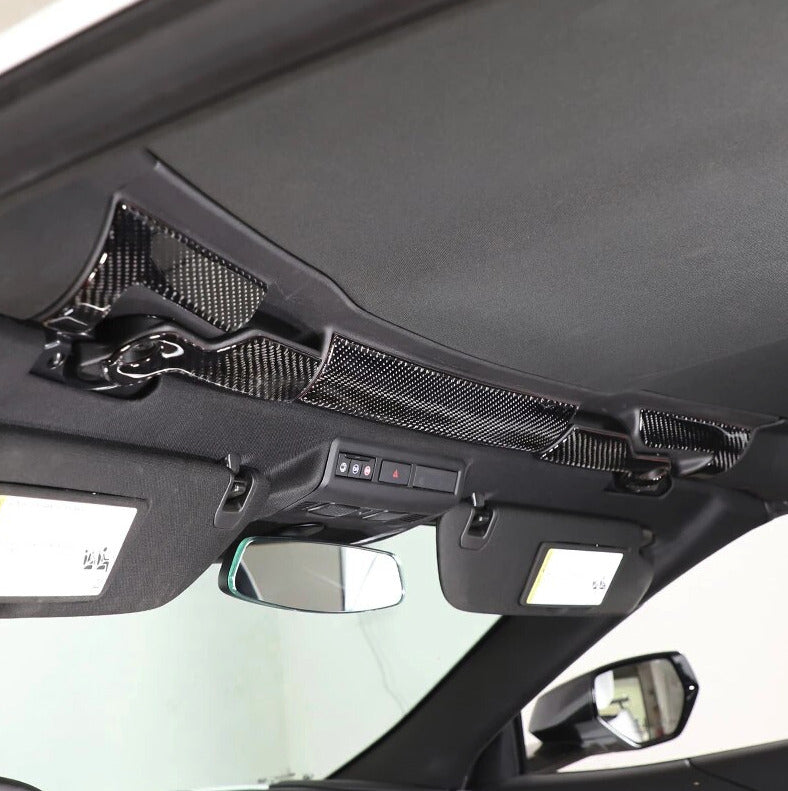 C8 Corvette Coupe Soft Carbon Fiber Targa Top Handle Covers in Black / Red | Next-Gen Carbon