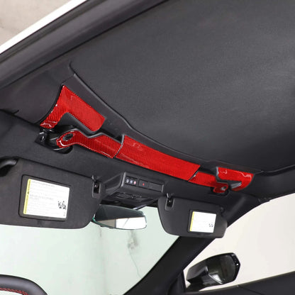 C8 Corvette Coupe Soft Carbon Fiber Targa Top Handle Covers in Black / Red | Next-Gen Carbon
