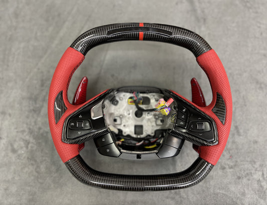 C8 Corvette Stingray / Z06 Carbon Fiber LED Steering Wheel (Complete/Heated) | Next-Gen Carbon