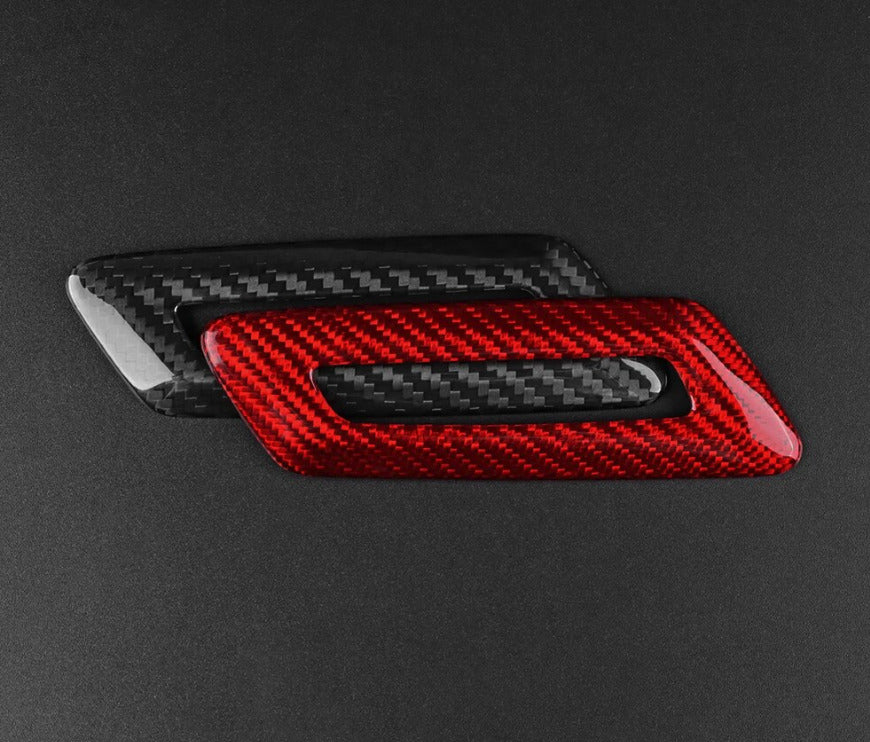 2016 - 24 Camaro Real Carbon Fiber Memory Seat Control Trim | Black / Red