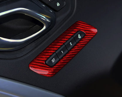 2016 - 24 Camaro Real Carbon Fiber Memory Seat Control Trim | Black / Red