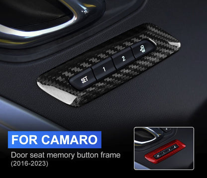 2016 - 24 Camaro Real Carbon Fiber Memory Seat Control Trim | Black / Red