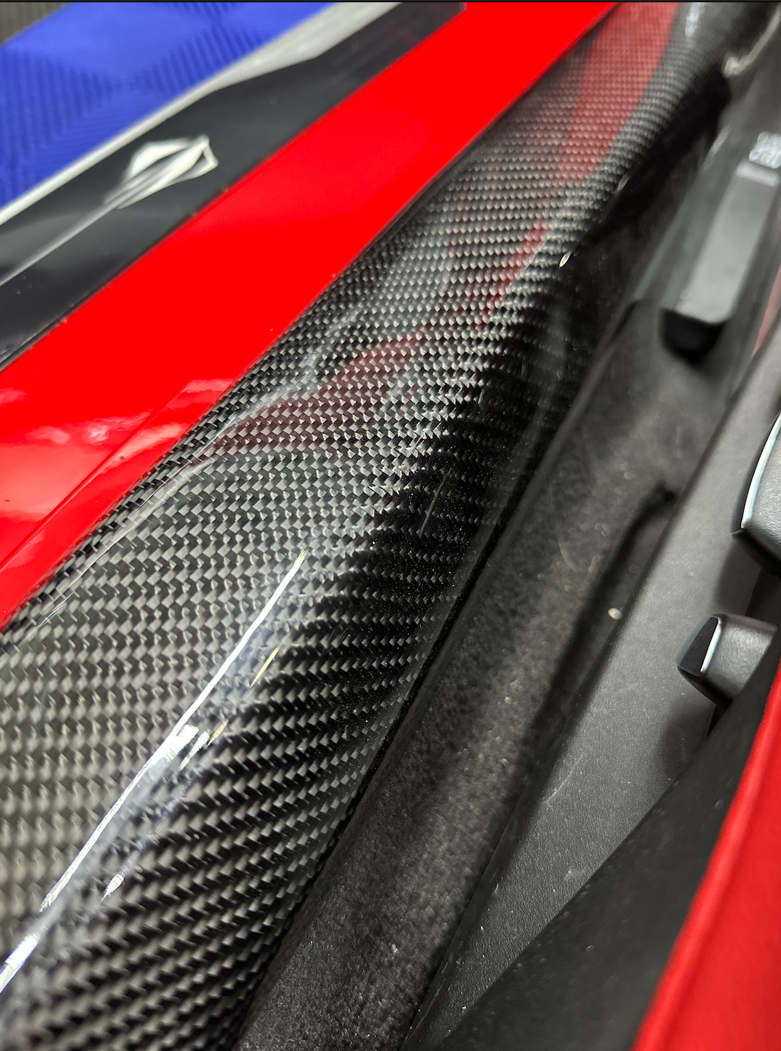 C8 Corvette Carbon Fiber Interior Door Entry Pillar Covers | Black/Red/Blue/Forged