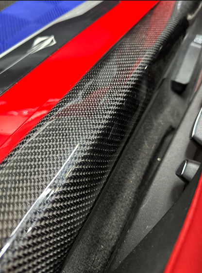 C8 Corvette Carbon Fiber Interior Door Entry Pillar Covers | Black/Red/Blue/Forged