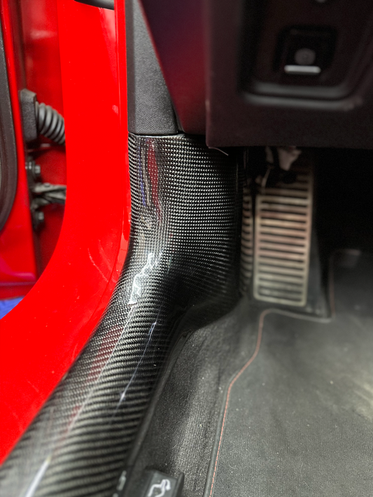 C8 Corvette Carbon Fiber Interior Door Entry Pillar Replacements | Next-Gen Carbon