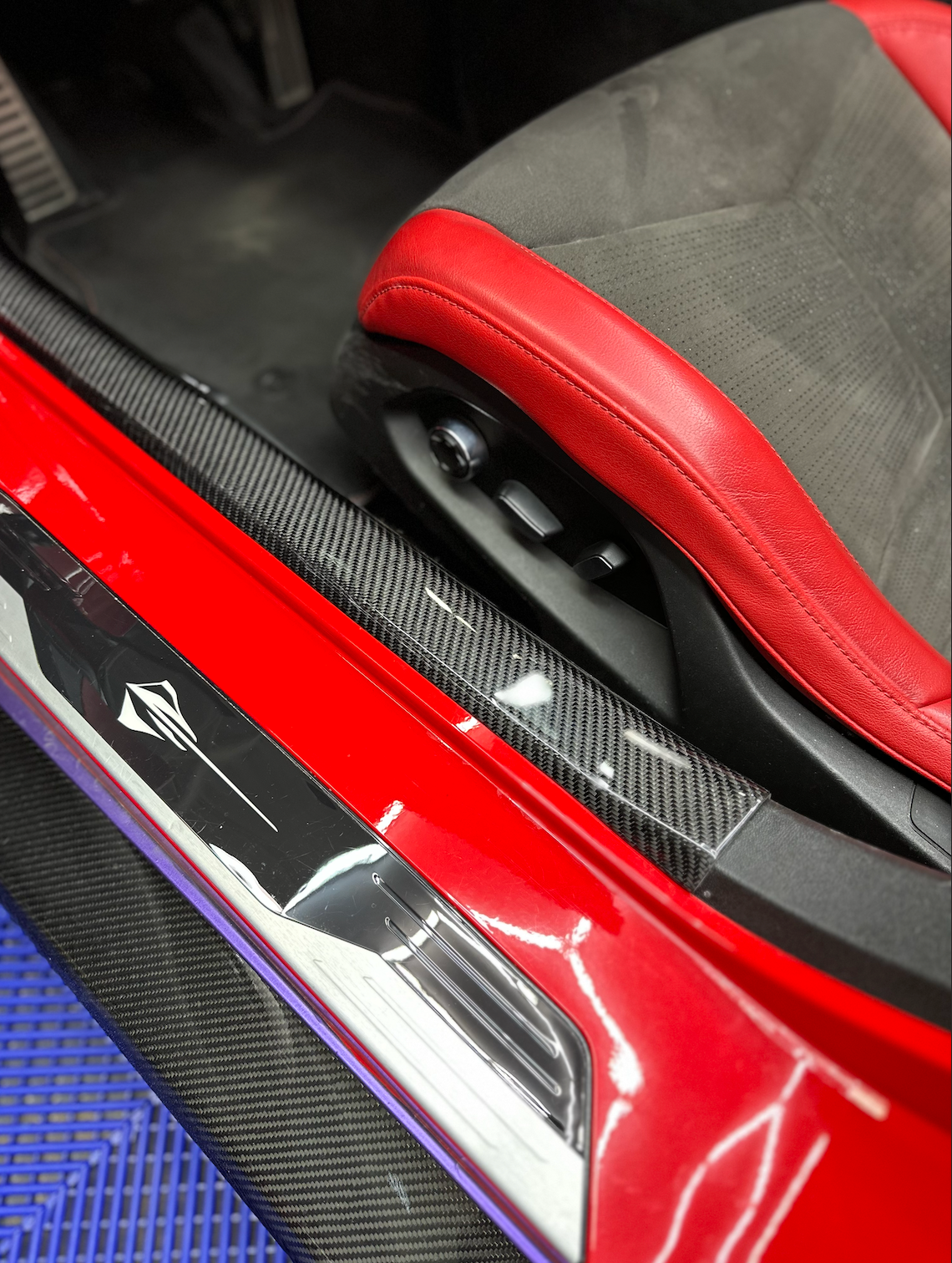 C8 Corvette Carbon Fiber Interior Door Entry Pillar Replacements | Next-Gen Carbon