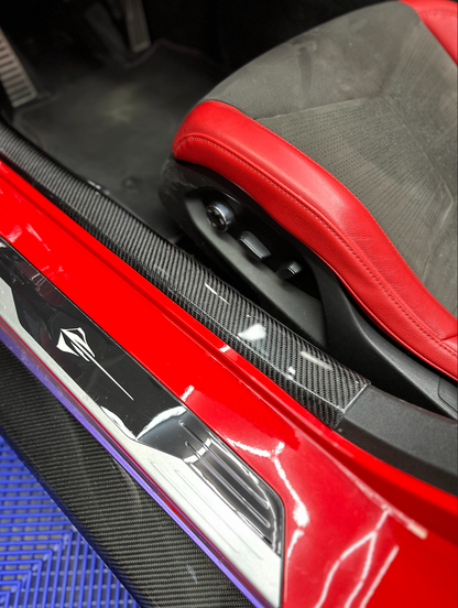 C8 Corvette Carbon Fiber Interior Door Entry Pillar Replacements | Next-Gen Carbon