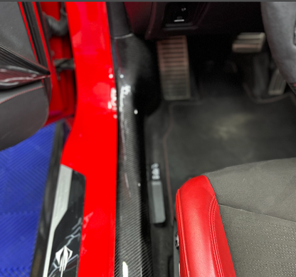 C8 Corvette Carbon Fiber Interior Door Entry Pillar Covers | Black/Red/Blue/Forged
