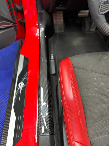 C8 Corvette Carbon Fiber Interior Door Entry Pillar Covers | Black/Red/Blue/Forged