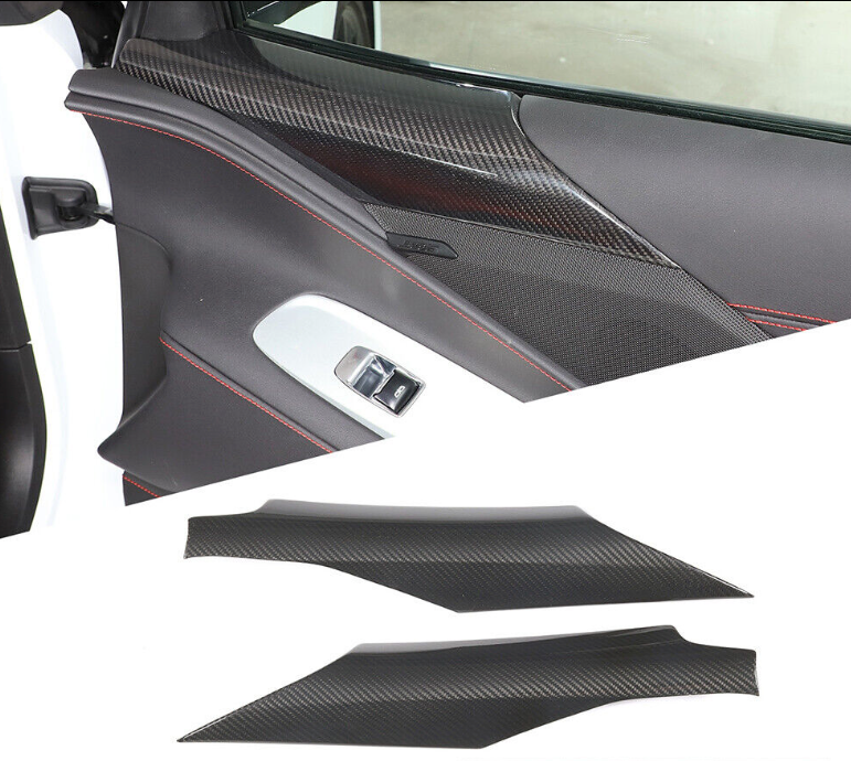 C8 Corvette Carbon Fiber Interior Door Upper Covers | Next-Gen Carbon