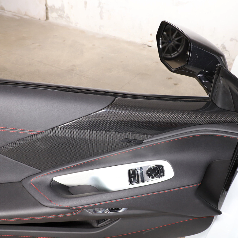 C8 Corvette Carbon Fiber Interior Door Upper Covers | Next-Gen Carbon