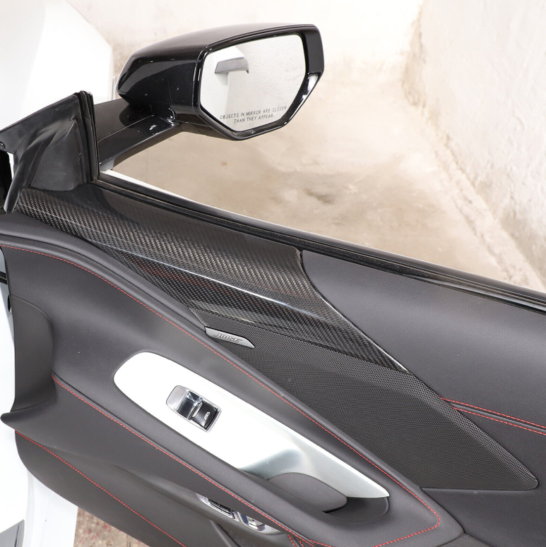 C8 Corvette Carbon Fiber Interior Door Upper Covers | Next-Gen Carbon