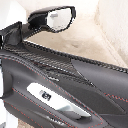C8 Corvette Carbon Fiber Interior Door Upper Covers | Next-Gen Carbon