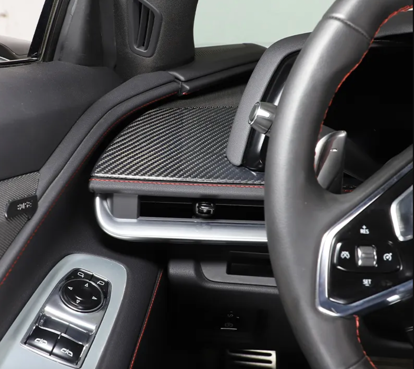C8 Corvette Carbon Fiber LH Dashboard Trim Cover | Black / Red