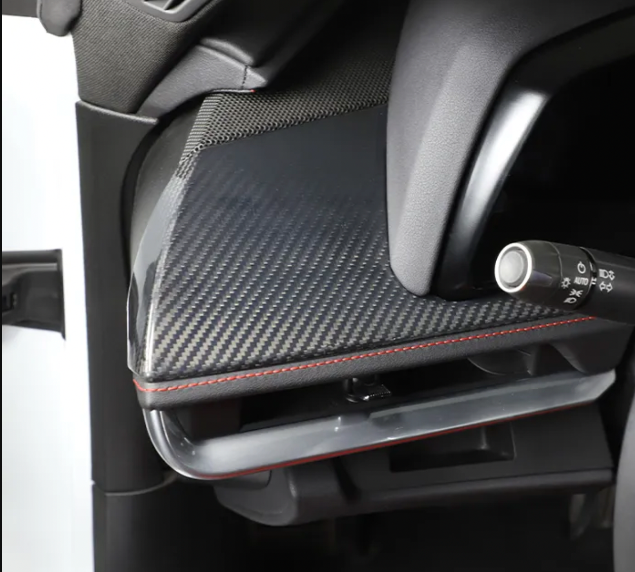 C8 Corvette Carbon Fiber LH Dashboard Trim Cover | Black / Red