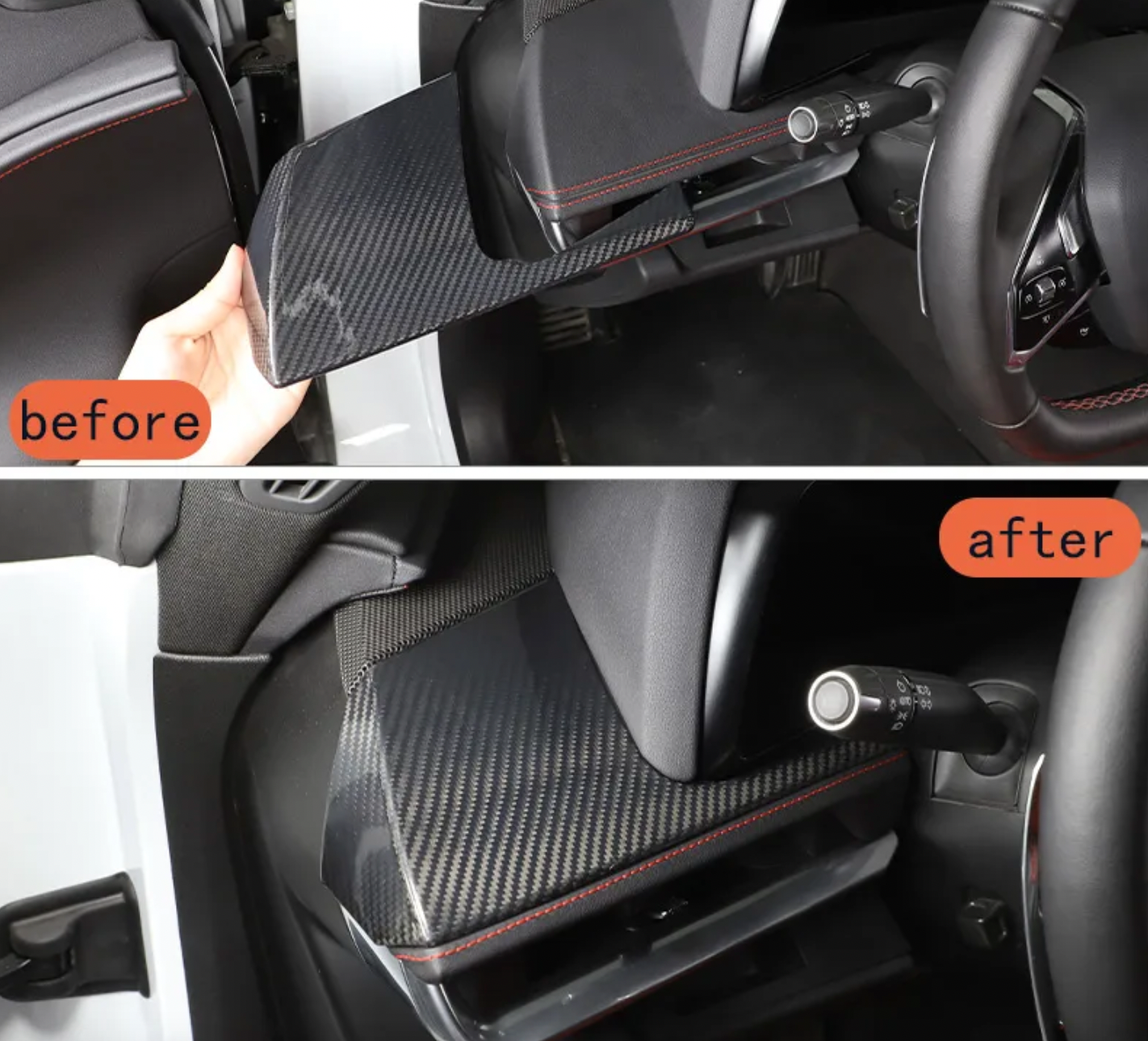 C8 Corvette Carbon Fiber LH Dashboard Trim Cover | Black / Red