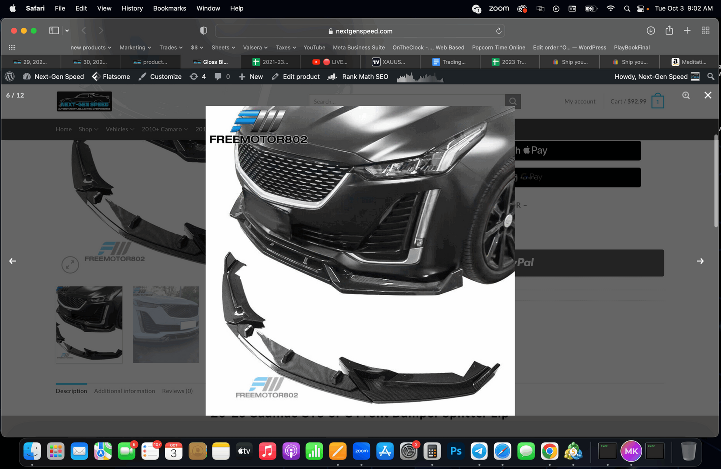 2020 - 24 Cadillac CT5 3pc Front Splitter (Gloss/Matte/Carbon)
