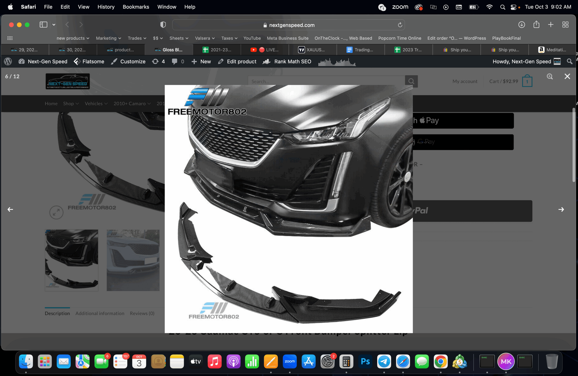 2020 - 24 Cadillac CT5 3pc Front Splitter (Gloss/Matte/Carbon)