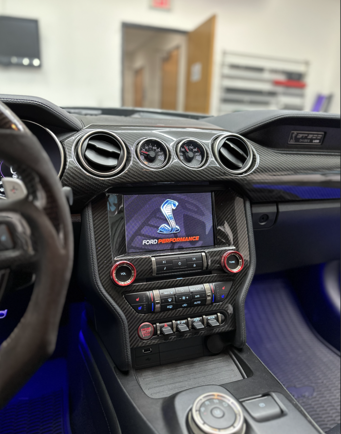 2015 - 23 Mustang Real Carbon Fiber Radio Nav Trim Cover | Next-Gen Carbon