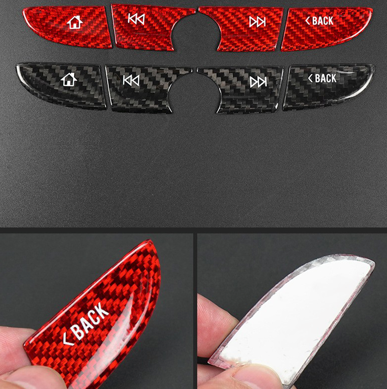 2016- 24 Camaro Carbon Fiber Radio Navigation Button Covers (Black/Red) | Next-Gen Carbon