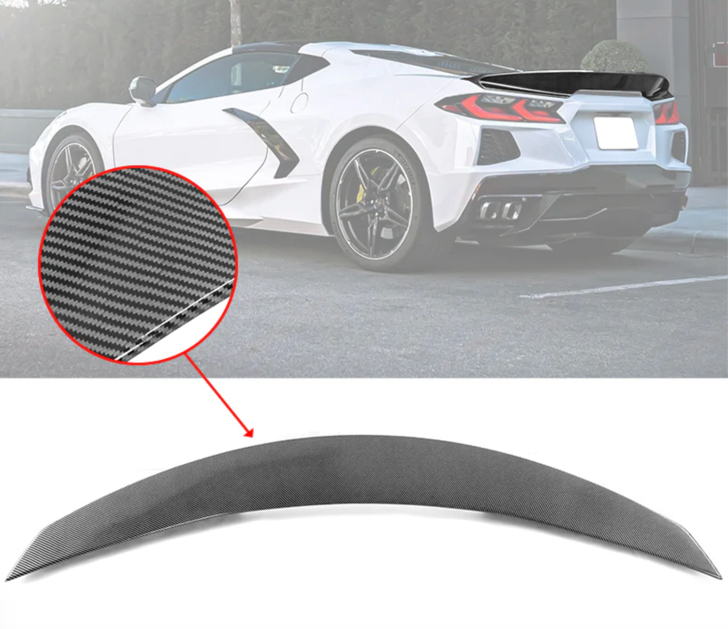C8 Corvette Stingray Rear DuckTail Spoiler (Primer/Gloss/Carbon Fiber)