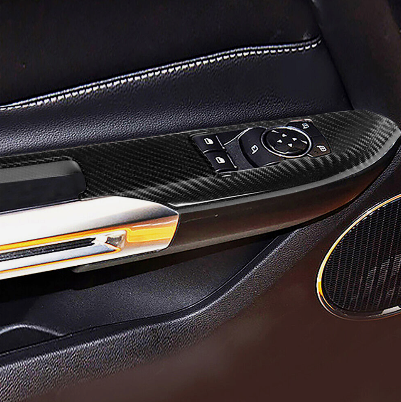 2015-23 Mustang Real Hard Carbon Fiber Interior Window Switch Door Panel Covers