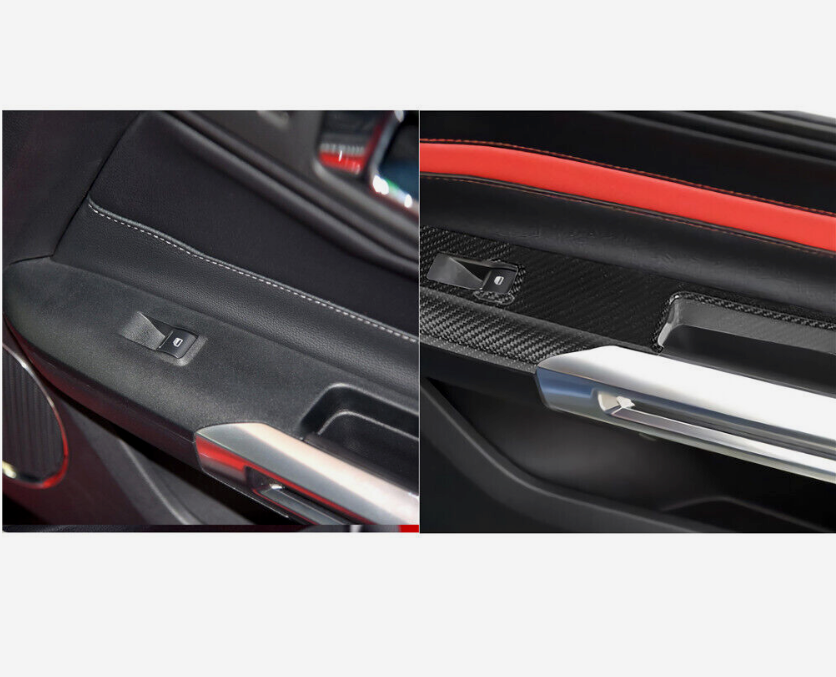 2015-23 Mustang Real Hard Carbon Fiber Interior Window Switch Door Panel Covers