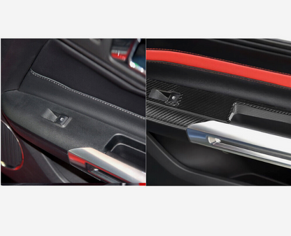 2015-23 Mustang Real Hard Carbon Fiber Interior Window Switch Door Panel Covers