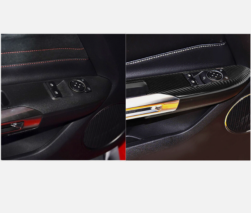 2015-23 Mustang Real Hard Carbon Fiber Interior Window Switch Door Panel Covers