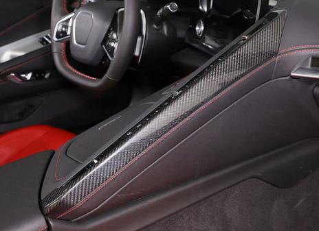 C8 Corvette Carbon Fiber Climate Control Slim Console Cover | Black / Red