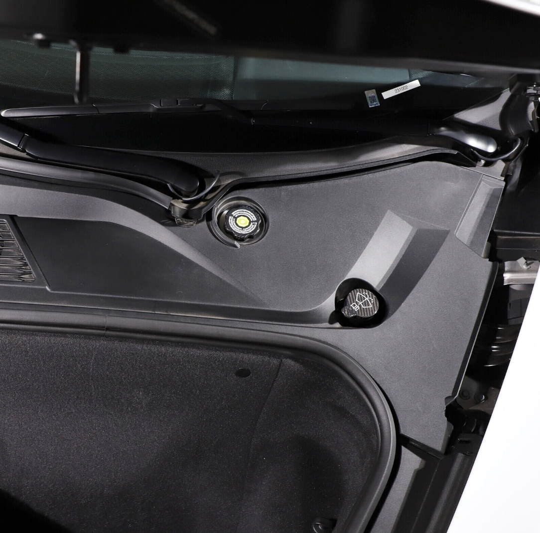 C8 Corvette Real Carbon Fiber Engine Oil Coolant Water Tank Cap Cover Kit