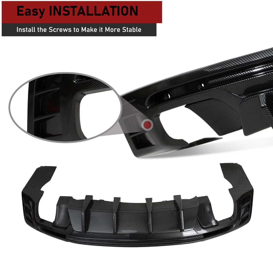 2016 - 24 Camaro Carbon Fiber Style 3PC Quad Tip Diffuser | LT/RS/SS/LT1