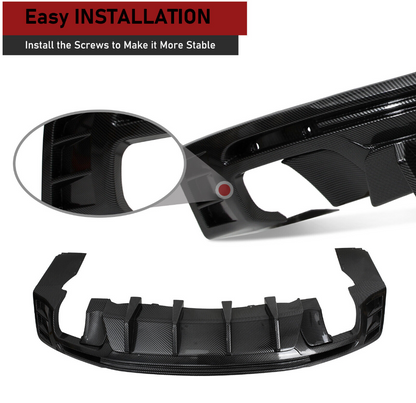 2016 - 24 Camaro Carbon Fiber Style 3PC Quad Tip Diffuser | LT/RS/SS/LT1